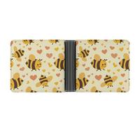 Flying Yellow Bees Hearts - Cartera plegable de piel delgada para tarjetas de efectivo