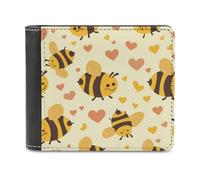 Flying Yellow Bees Hearts - Cartera plegable para hombre, diseño de corazones