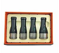FLYINGQIN - Juego de 4 boquillas para cigarros de resina de cobre puro, diseño de escultura de puro, color plateado brillante, dorado y plateado, Plateado(Vintage silver)