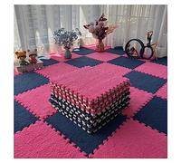 FLYIODFCXV Alfombra de Espuma Tipo Rompecabezas, Alfombra de Juego 12 Piezas con mosaicos entrelazados Espuma Suave y esponjosa for Dormitorio, 30 x cm(Rose Rouge+Bleu Marine)