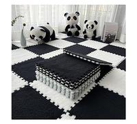 FLYIODFCXV Alfombra de Espuma Tipo Rompecabezas, Alfombra de Juego 12 Piezas con mosaicos entrelazados Espuma Suave y esponjosa for Dormitorio, 30 x cm(Noir+Blanc)