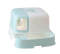 FLYIODFCXV Bandeja Sanitaria para Gatos, Bandeja de Arena for Gatos, Caja Gigante, Orinal Cerrado con Pala, Bandeja Tapa y Elevador fácil Acceso(Blue One Size,Blue)