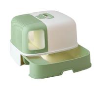 FLYIODFCXV Bandeja Sanitaria para Gatos, Bandeja de Arena for Gatos, Caja Gigante, Orinal Cerrado con Pala, Bandeja Tapa y Elevador fácil Acceso(Green One Size,Green)