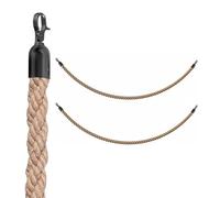 FLYIODFCXV cordón de Barrera, Cuerda de cáñamo Trenzada con Gancho Negro(2 Pack,5ft(1.5m/59 in))