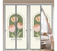 FLYIODFCXV Cortina para Puerta, Blindaje de luz y Aislamiento térmico, Resistente al Viento frío, con Gancho, Adecuado for múltiples escenas(Tulip,95 * 210cm/37.4 * 82.6in)
