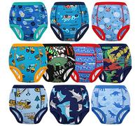 FLYISH DIRECT Calzones de Entrenamiento niño Reutilizables Algodón | Absorbentes Pañales de Aprendizaje Niño| Ropa Interior de Entrenamiento 10 Packs | Azul, 2 años