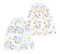 FLYISH DIRECT Faldones para el Orinal Nino Algodón, Faldas Pañales para Niños Reutilizables, Ropa Interior para el Entrenamiento al Orinal, 2 Piezas, 1-4 años, León y bosque, M