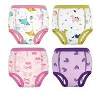 FLYISH DIRECT Ropa Interior de Entrenamiento para el Baño 100% Algodón, 4 Paquetes de Pantalones de Entrenamiento Absorbentes para Niños y Niñas, Reutilizable y lavable, 4 Año, Cereza