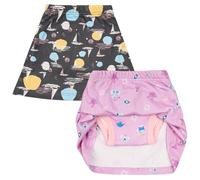 FLYISH DIRECT Ropa Interior de Entrenamiento para niñas 100% Algodón, Faldas para niñas con Ropa Interior de formación Incorporado, 2 Packs Calzoncillos de Entrenamiento 5 Años, Unicornio y Gato