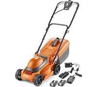 Flymo SimpliStore 300 Li - Cortacésped inalámbrico - 40 V, 30 cm de ancho de corte, corte de borde cerrado, 30 L, ligero, naranja y gris