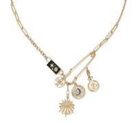 Flyonce Collar con dije de oro para mujer, delicado collar de oro, moneda, luna, estrella, cactus, bota de la suerte, cadena de clip vintage, collar grueso, joyería de regalo, Metal, No es una piedra