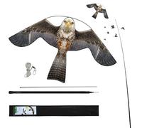 Flyonte Protección de aves, espantapájaros telescópica, cometa B con barra extraíble de 4 m, dragón de protección de pájaros para patio, césped, granja y campo