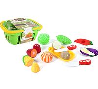 FLYPOP'S - Cesta de Verduras para Cortar - Juego de Imitación - 018945 - Multicolor - Plástico - Cocina - Alimento - Juguete Infantil - Juego de Comida - 26 cm x 19 cm - A Partir de 3 años.