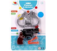 FLYPOP'S - Set de Policía - Accesorios de Disfraz - 183406 - Negro - Plástico - Policía - Juguete para Niños - Carnaval - Disfraz - 14 cm x 9,5 cm - A Partir de 3 años