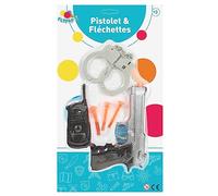 FLYPOP'S - Set de Policía - Accesorios de Disfraz - 184211 - Negro - Plástico - Policía - Juguete Infantil - Carnaval - Disfraz - Pistola - Esposas - 21 cm x 38,5 cm - A Partir de 3 años.