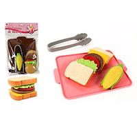 FLYPOP'S - Tablero de sándwich para Cortar - Juego de imitación - 118722 - Multicolor - Plástico - Cocina - Alimento - Juguete para niños - Pizza - Filete - 28 cm x 20 cm - A Partir de 3 años.