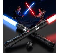 FlyQintess Sable de luz RGB 24 Colores, 102 CM Sable láser con USB Recargable Cara Mango de Metal Vibrante, Espada con Sonido FX para Navidad Cosplay Regalos (Prisma 2pc)