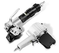 Flyrivergo Herramienta de flejado de metal Máquina de flejado de acero neumática Tensor y cortador Sellador de tipo dividido resistente para flejado de 1.25 pulgadas/32 mm de ancho (32 mm/1.25 pulgadas)