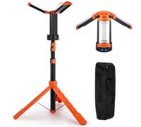 Flyrivergo Luz de trabajo recargable con soporte, luces LED de triple trabajo inalámbricas, batería de 9000 mAh, 264-2562 lúmenes, 3500-8000 K, con trípode desmontable, bolsa de almacenamiento para