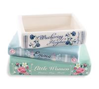 flysclean Steel Mill & Co - Maceta Decorativa pequeña en Forma de Libro, Maceta de cerámica para decoración del hogar, Bonita decoración de estanterías, Maceta única, estantería de títulos clásicos