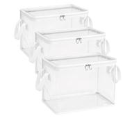 FlyShangUgo 2/3/5Pcs Large Heavy-Duty Thick Plastic Clear Storage Bag for Clothes, Clear Storage Bins with Lids, Plastic Moving Bags with Handles for College Dorm Packing Home (White, 3Pcs)