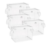 FlyShangUgo 2/3/5Pcs Large Heavy-Duty Thick Plastic Clear Storage Bag for Clothes, Clear Storage Bins with Lids, Plastic Moving Bags with Handles for College Dorm Packing Home (White, 5Pcs)