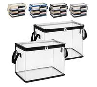 FlyShangUgo 2/3/5Pcs Large Heavy-Duty Thick Plastic Clear Storage Bag for Clothes, Clear Storage Bins with Lids, Plastic Moving Bags with Handles for College Dorm Packing Home (Black, 2Pcs)
