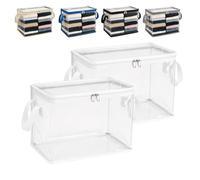 FlyShangUgo 2/3/5Pcs Large Heavy-Duty Thick Plastic Clear Storage Bag for Clothes, Clear Storage Bins with Lids, Plastic Moving Bags with Handles for College Dorm Packing Home (White, 2Pcs)