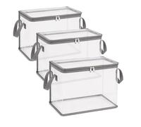 FlyShangUgo 2/3/5Pcs Large Heavy-Duty Thick Plastic Clear Storage Bag for Clothes, Clear Storage Bins with Lids, Plastic Moving Bags with Handles for College Dorm Packing Home (Grey, 3Pcs)