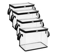 FlyShangUgo 2/3/5Pcs Large Heavy-Duty Thick Plastic Clear Storage Bag for Clothes, Clear Storage Bins with Lids, Plastic Moving Bags with Handles for College Dorm Packing Home (Black, 3Pcs)