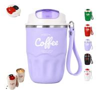 FlyShangUgo Coffee Vacuum Flask, Portable Cup for Daily Commute, Stainless Steel Insulated Insulation Vacuum Mug with Lid and Handle, Travel Bottle for Hot and Cold Beverages (E-360ml)