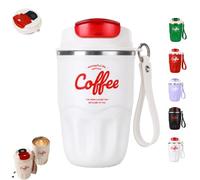 FlyShangUgo Coffee Vacuum Flask, Portable Cup for Daily Commute, Stainless Steel Insulated Insulation Vacuum Mug with Lid and Handle, Travel Bottle for Hot and Cold Beverages (D-360ml)
