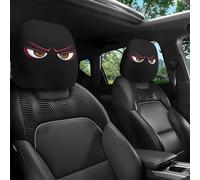 FlyShangUgo Funny Cartoon Car Headrest Covers, 2/4Pcs Car Headrest Covers Universal Fit, Personalized Headrest Cover for Cars, Cute Funny Cartoon Eyes for Automotive Interior Accessories (D 4Pcs)