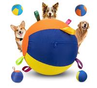 FlyShangUgo Herding Ball for Dogs, Giant Dog Ball for Medium to Large Breeds Outdoor Training,Dogs Calming Balls with Handle,Heavy Duty Dog Herding Balls-Chase Play (A, 45c)