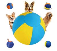 FlyShangUgo Herding Ball for Dogs, Giant Dog Ball for Medium to Large Breeds Outdoor Training,Dogs Calming Balls with Handle,Heavy Duty Dog Herding Balls-Chase Play (E, 55c)