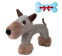 FlyShangUgo Linen Safari Companions Dog Chew Toy - Linen Plush Squeaky Toys for Small & Medium Dogs, Puppy Chew Toys for Teething and Interactive Play (Dog)