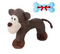 FlyShangUgo Linen Safari Companions Dog Chew Toy - Linen Plush Squeaky Toys for Small & Medium Dogs, Puppy Chew Toys for Teething and Interactive Play (Monkey)