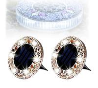 FlyShangUgo Mosaic Solar Disk Light, Mosaic Solar Lights Outdoor for Walkway, Patio & Lawn, Waterproof Outdoor Glass LED Garden Stake Lighting-Auto On/Off Decorative Driveway Lamps (Yellow A)