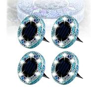 FlyShangUgo Mosaic Solar Disk Light, Mosaic Solar Lights Outdoor for Walkway, Patio & Lawn, Waterproof Outdoor Glass LED Garden Stake Lighting-Auto On/Off Decorative Driveway Lamps (Blue B)
