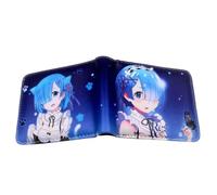 Flyshun Emilia Cartera de anime para mujeres y hombres de cuero delgado Bifold Bi-Fold Carteras, Monedero negro Carteras Monederos ID Tarjeta de Crédito Cartera Cero Accesorios Cosplay, Rem 1