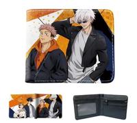 Flyshun Satoru Gojo Anime Itadori Yuji - Cartera delgada de cuero plegable para mujeres y hombres, carteras plegables de cuero, carteras negras, cartera de identificación, tarjeta de crédito cero,