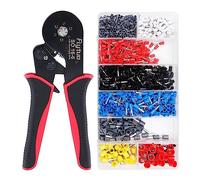 Flytuo Kit de crimpado de virola hexagonal, juego de alicates de crimpado de trinquete autoajustables para 0,08-16 mm² (AWG 28-5), incluye 1200 conectores de crimpado de terminales de alambre