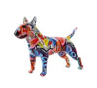 FLYuechun Ranan Art Creative Colorido Bull Terrier Adornos Estatua Resina Mascota Perro Figura Artesanía Decoración Hogar Oficina Escritorio (G861 RA)
