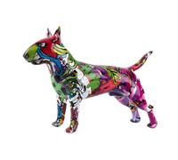 FLYuechun Ranan Art Creative Colorido Bull Terrier Adornos Estatua Resina Mascota Perro Figura Artesanía Decoración Hogar Oficina Escritorio (G861 RB)