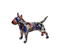 FLYuechun Ranan Art Creative Simple Colorido Bull Terrier Pequeña Estatua de Resina Perro Artesanía Decoración del Hogar Color Moderno Oficina Escritorio Artesanía Regalo de Cumpleaños (Mc)