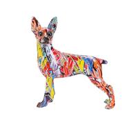 FLYuechun Ranan Pintura artística de 22 cm, graffiti en miniatura, pinscher, estatua de Doberman, adorno de resina, manualidades, decoración del hogar, oficina, manualidades, regalo (RA)