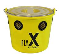 FlyX - Cubo antimoscas con 6 inserciones, cebo y tapa, trampa para moscas para casa, jardín, establo y terraza