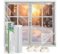 FLYZZZ Aislante Termico Ventanas， 1,6 x 10 m Aislante Ventana , Transparente Aislamiento ventanascon cinta de limpieza para bloquear corrientes de aire