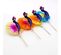FLZONE 3D Pavo Real Palitos de Cóctel,100 Palillos de Cóctel Brochetas de Bambú Palillo de Frutas para Cócteles Aperitivos Frutas Postres Artículos de Fiesta Brocheta de Frutas