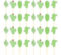 FLZONE cactus Palitos de Cóctel,100 Palillos de Cóctel Brochetas de Bambú Palillo de Frutas para Cócteles Aperitivos Frutas Postres Artículos de Fiesta Brocheta de Frutas